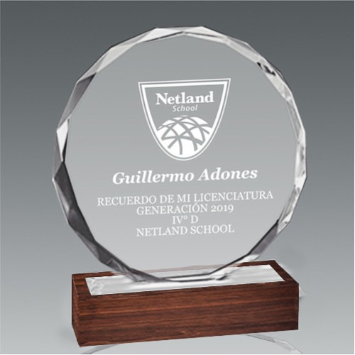 Galvano Cristal Base de Madera BLAS 51