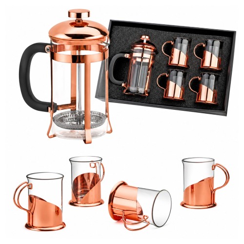 Set de Cafetera Francesa y Tazas ENCOBRIZADO M96