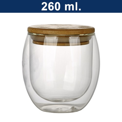 Vaso Vidrio Doble Pared con Tapa M7