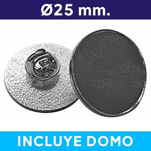 Piocha con Domo Broche Redondo 25mm PLATEADO (pins)