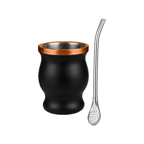 Set de Mate color ENCOBRIZADO /NEGRO con Bolso MAT03