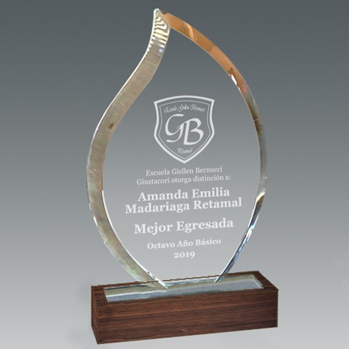 Galvano Cristal Base de Madera BLAS 55