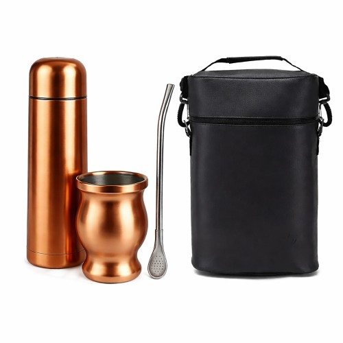 Set de Mate color ENCOBRIZADO con Bolso MAT04