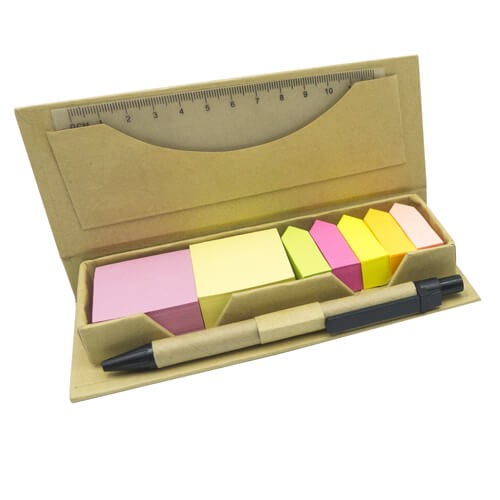 Memo set Tapa carton + Regla con Boligrafo N0