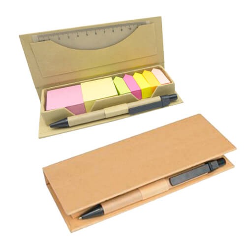 Memo set Tapa carton + Regla con Boligrafo N0