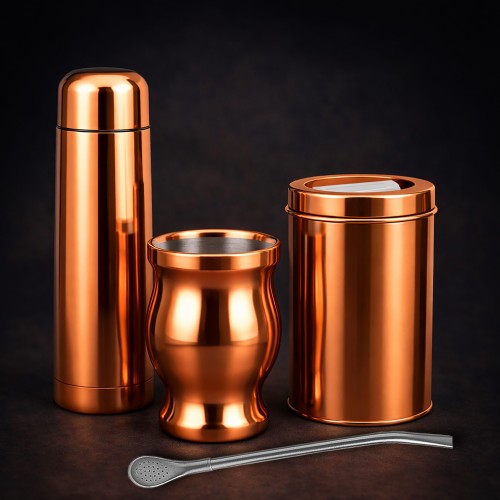 Set de Mate color ENCOBRIZADO con Bolso MAT01