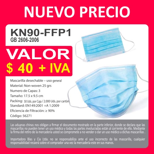 Mascarilla KN90 FFP1