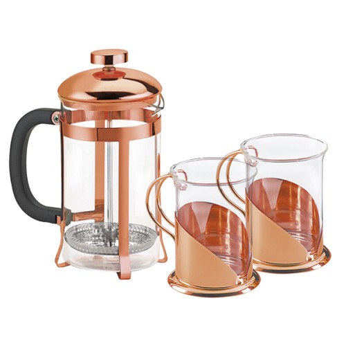 Set de Cafetera Francesa y Tazas ENCOBRIZADO M82