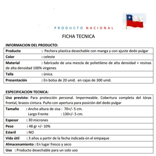 Pechera con Cinta de Amarre y Ojal