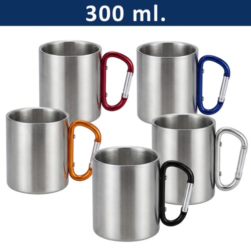 Mug Tazón Acero Inoxidable Asa Mosquetón M203