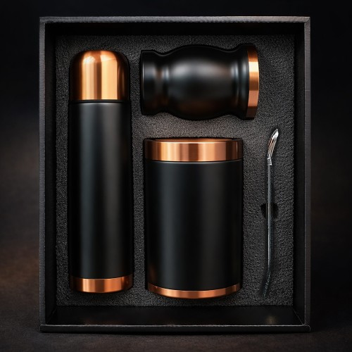 Set de Mate color ENCOBRIZADO /NEGRO con Bolso MAT02